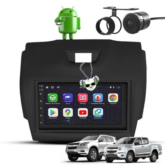 Imagem de Kit Central Multimídia Sistema Android Espelhamento Usb Bluetooth Chevrolet Gm S10 E Trailblazer 2012 2013 2014 2015 2016 Moldura Preta