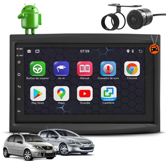 Imagem de Kit Central Multimídia Sistema Android Espelhamento Usb Bluetooth Citroen C3 2003 a 2011