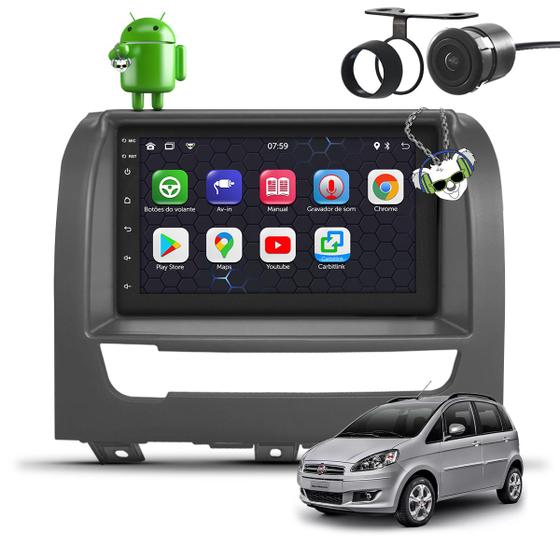 Imagem de Kit Central Multimídia Sistema Android Espelhamento Usb Bluetooth Fiat Idea 2013 em Diante Moldura na Cor Grafite