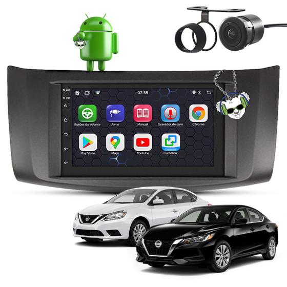 Imagem de Kit Central Multimídia Sistema Android Espelhamento Usb Bluetooth Nissan Sentra S e SL 2014 em Diante