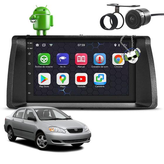 Imagem de Kit Central Multimídia Sistema Android Espelhamento Usb Bluetooth Toyota Corolla 2003 2004 2005 2006 2007 Moldura na Cor Preto Fosco