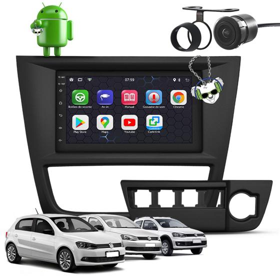 Imagem de Kit Central Multimídia Sistema Android Espelhamento Usb Bluetooth Volkswagen Gol Saveiro Voyage 2012 2013 2014 2015 Moldura Na Cor Preta