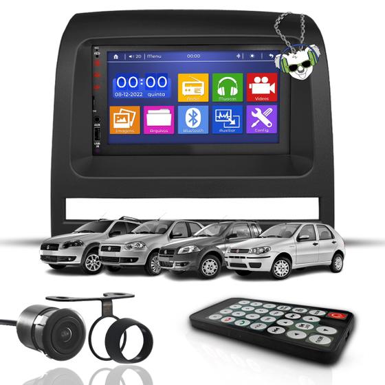 Imagem de Kit Central Multimídia Universal Espelhamento Usb Mp5 2 Din Bluetooth Câmera de Ré Fiat Palio Siena Strada Palio Weekend Moldura Preta