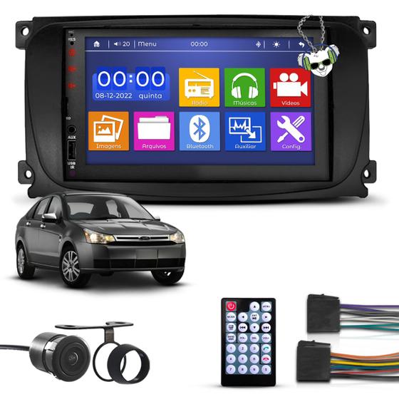 Imagem de Kit Central Multimídia Universal Espelhamento Usb Mp5 2 Din Bluetooth Câmera de Ré Ford Focus 2009 a 2013 Moldura Preta