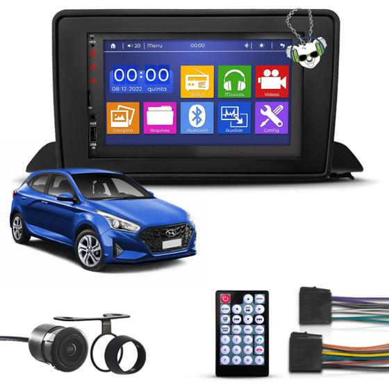 Imagem de Kit Central Multimídia Universal Espelhamento Usb Mp5 2 Din Bluetooth Câmera de Ré Hy Hyundai Hb20 2020 em diante Moldura Preta