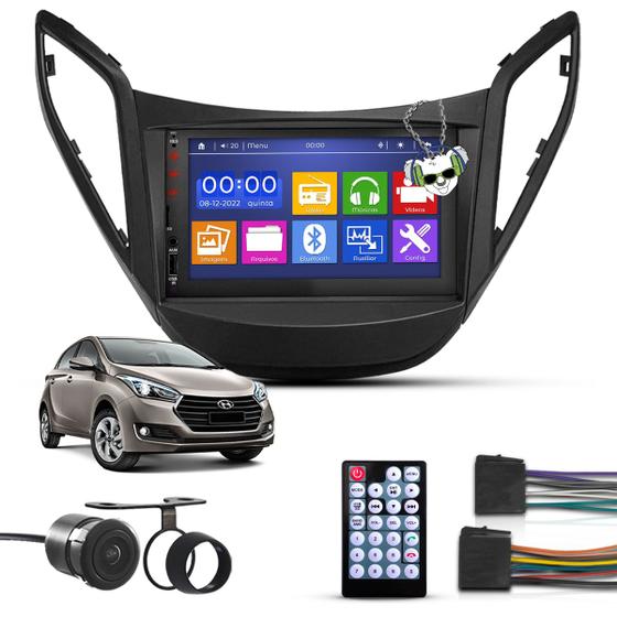 Imagem de Kit Central Multimídia Universal Espelhamento Usb Mp5 2 Din Bluetooth Câmera de Ré Hyundai Hb20 2012 a 2019 Moldura Preta