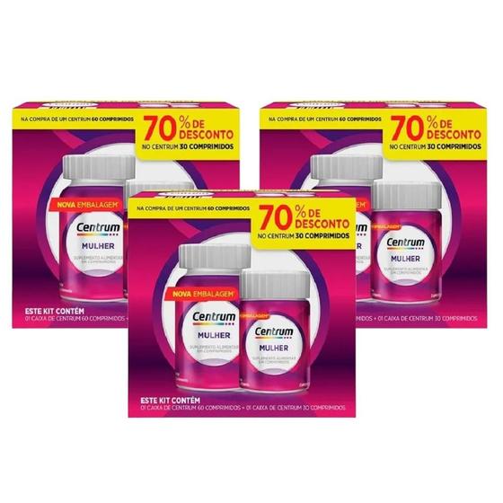Imagem de Kit Centrum Mulher Com 3 Caixas De 90 Comprimidos Cada