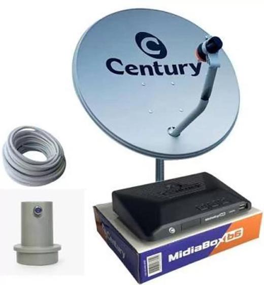 Imagem de Kit Century Midia Box Hd Digital Antena 60cm 17m Cabos Ideal P/ Tv Tubo