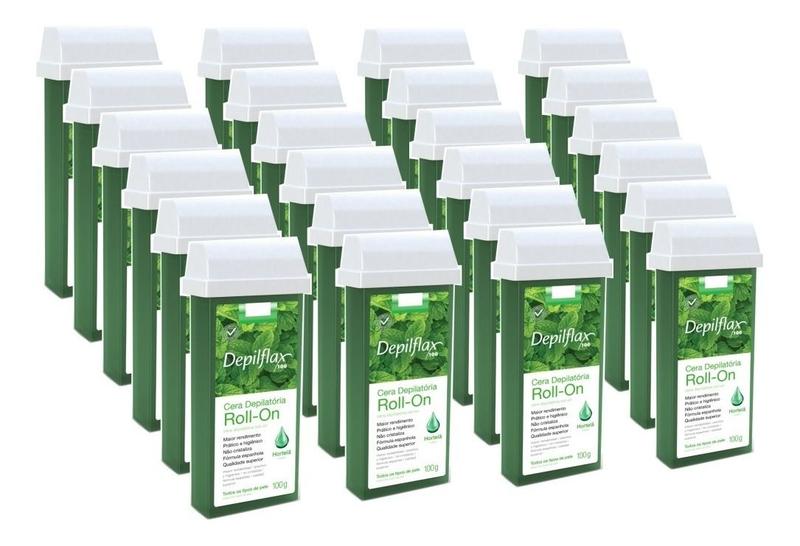 Imagem de Kit Cera Depilatória Corporal Roll On Refil Coco Pack 24 Unidades Depilflax 100g