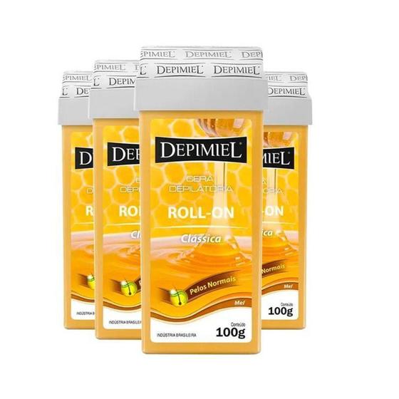 Imagem de Kit Cera Depilatória Roll-on Depimiel 100g Clássica 5 unidades