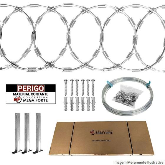 Kit cerca concertina simples flat com 450mm de diâmetro, rende aprox