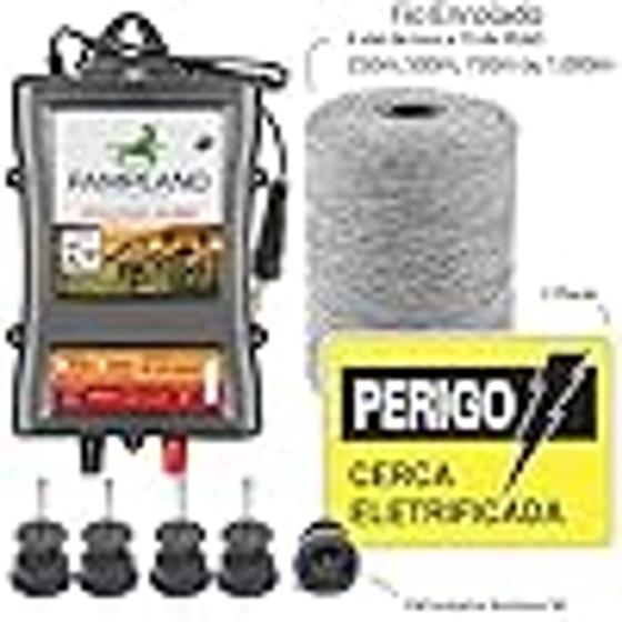 Imagem de Kit Cerca Eletrica Rural Eletrificador Pampeano Pa0300 Fio 250m Bivolt 110v/220v