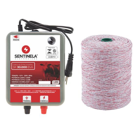 Kit Cerca Elétrica Rural Eletrificador SR 30.000 BVA + Cabo 250m Menor preço em Kit Cerca Elétrica Rural Eletrificador SR 30.000 BVA + Cabo 250m