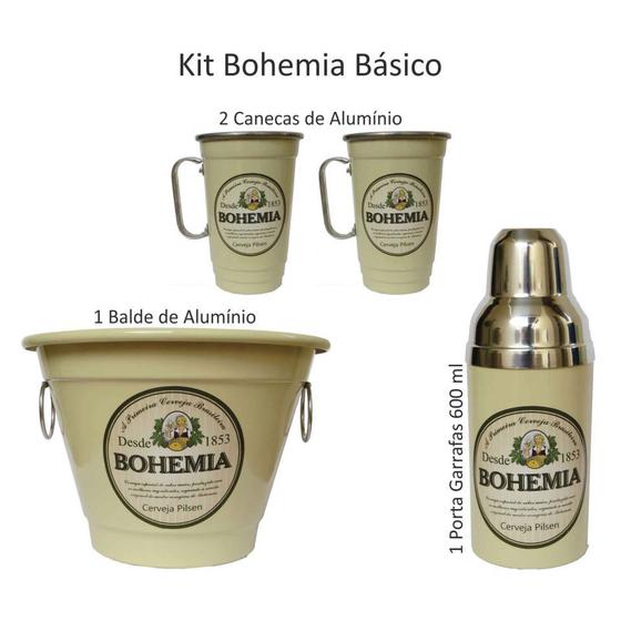 Imagem de Kit Cerveja - Bohemia Balde De Gelo Canecas E Porta Garrafas - Bege