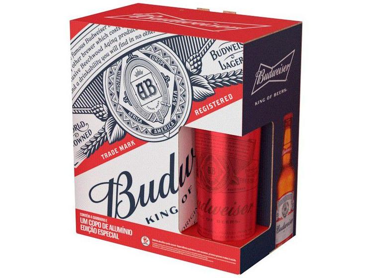 Kit Cerveja Budweiser American Standard Lager 4 Unidades 330ml com 1