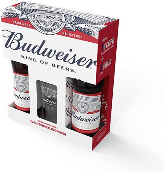 Kit cerveja budweises, 2 un, 330ml com copo Menor preço em Kit cerveja budweises, 2 un, 330ml com copo