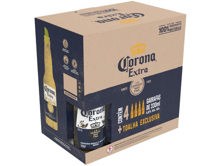 Kit Cerveja Corona Extra 4 Unidades 330ml Menor preço em Kit Cerveja Corona Extra 4 Unidades 330ml