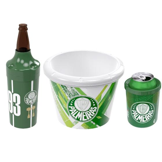 Imagem de Kit Cerveja Oficial Palmeiras Balde Porta Lata e Garrafa