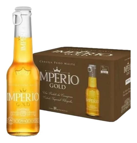 Imagem de Kit Cerveja Premium Gold Puro Malte Long Neck Com 18 Unidades 210ml Império