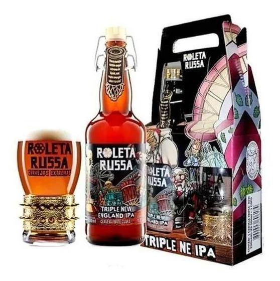 Imagem de Kit Cerveja Roleta Russa Triple NE 500ml + Copo c/ Pulseira Dourada