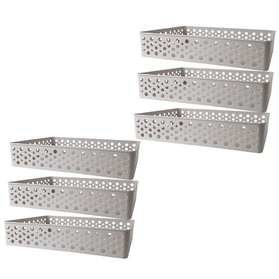Imagem de Kit Cestos Organizadores Multiuso Grande Lavanderia Armário Gaveta Rattan 34,2 x 25,6 x 6,5cm
