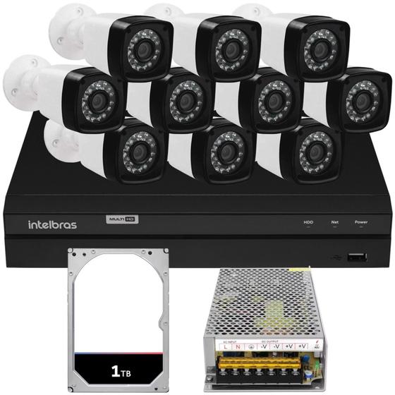 Imagem de Kit Cftv 10 Câmera Segurança Full Sem Cabo Dvr Intelbras 1TB