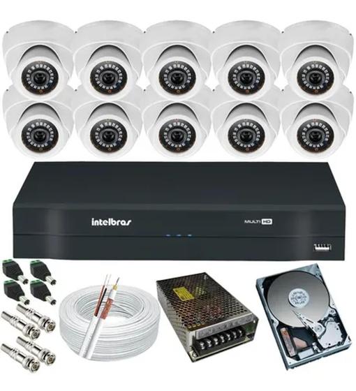 Imagem de Kit Cftv 10 Câmeras Dome Ahd 1 Mp Dvr Intelbras 16ch Hd 1 Tb