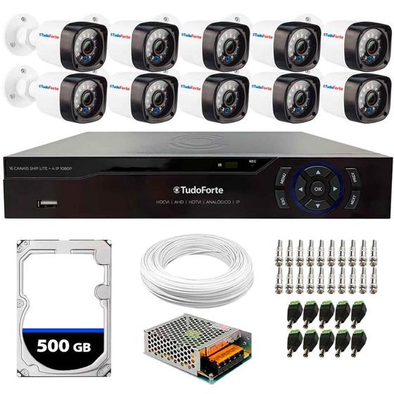Kit CFTV 10 Câmeras Segurança Full HD DVR 16 Canais Com HD Completo Menor preço em Kit CFTV 10 Câmeras Segurança Full HD DVR 16 Canais Com HD Completo