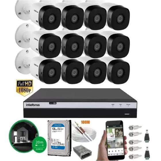 Imagem de Kit Cftv 12 Câmeras Intelbras 1220 Full Hd Dvr 16 Canais 2tb