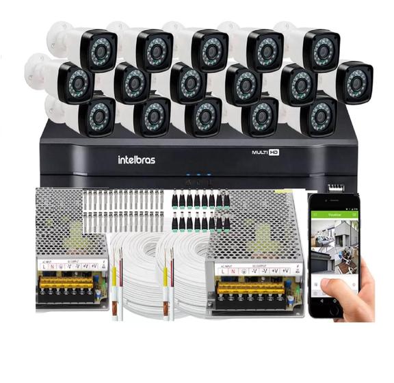 Imagem de Kit Cftv 16 Cameras Segurança Hd Dvr Intelbras 1116 S/ HD