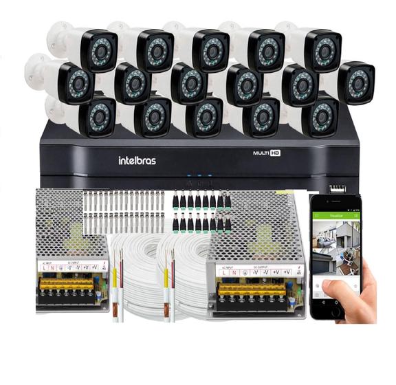 Imagem de Kit Cftv 16 Cameras Segurança  Hd Dvr Intelbras 1116 S/ HD