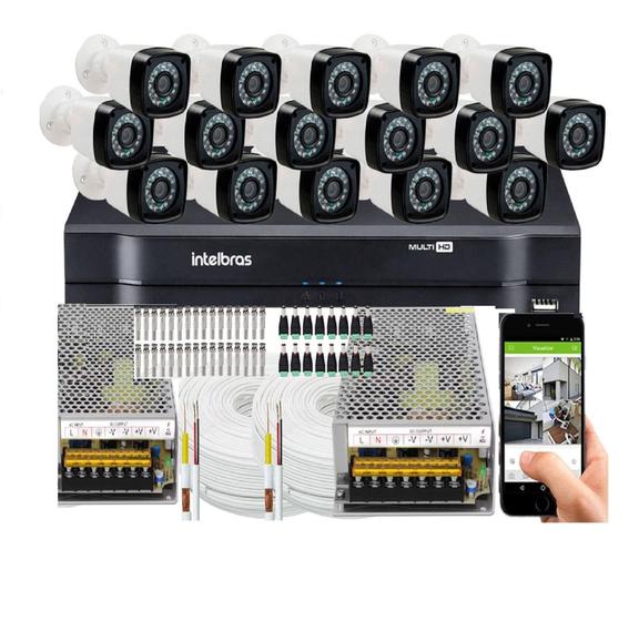 Imagem de kit Cftv 16 Cameras Segurança Hd Dvr Intelbras 1216 S/HD