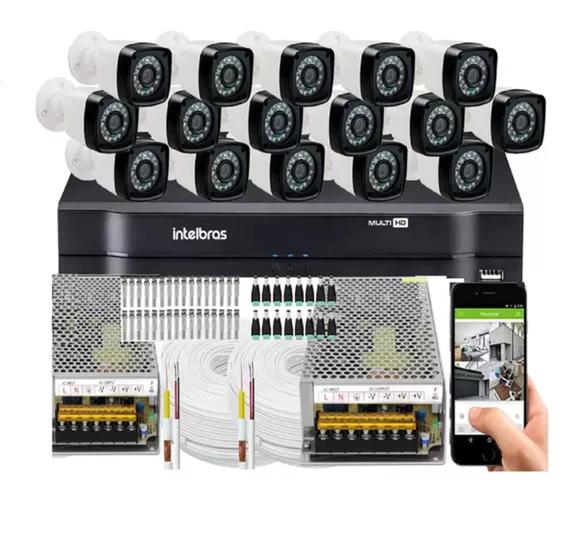 Imagem de Kit Cftv 16 Cameras Segurança Hd infravermelho Dvr Intelbras 1116 S/ HD