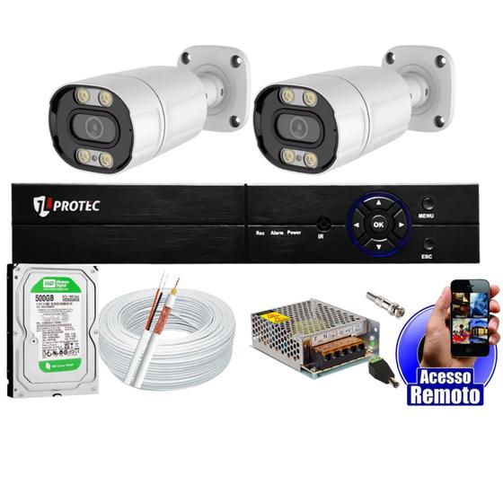 kit Cftv 2 Câmeras De Segurança Colorida Dia Noite Full Color 1080p Dvr 4 Canais Cabo E Hd 500gb Menor preço em kit Cftv 2 Câmeras De Segurança Colorida Dia Noite Full Color 1080p Dvr 4 Canais Cabo E Hd 500gb
