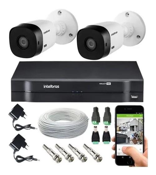 Imagem de Kit Cftv 2 Câmeras Intelbras 1120 Dvr Mhdx 1104 E Acessórios