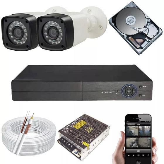 Imagem de Kit Cftv 2 Câmeras Segurança 2mp 1080p 20m Dvr Full Hd 4 Ch