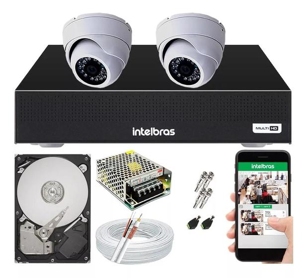 Imagem de Kit Cftv 2 Câmeras Segurança Dome Hd Dvr Mhdx 1004 Intelbras