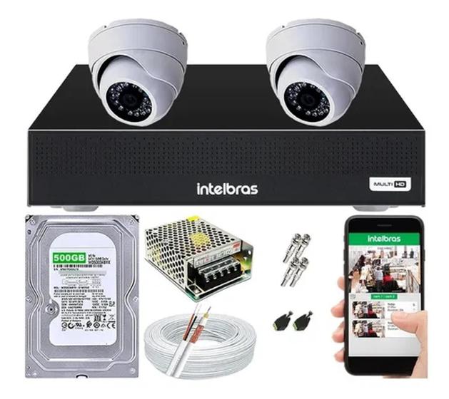 Imagem de Kit Cftv 2 Câmeras Segurança Dome Ir Dvr Mhdx 1104 Intelbras