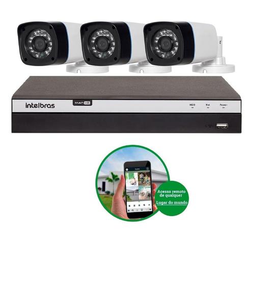 Imagem de Kit Cftv 3 cameras Hd 720P + Dvr intelbras Mhdx 3104 Full Hd