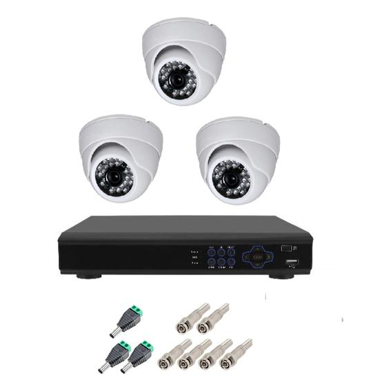 Imagem de Kit Cftv 3 Câmeras Infravermelho Segurança HD 20m Dvr Full Hd 4 Ch S/ Hd Promo