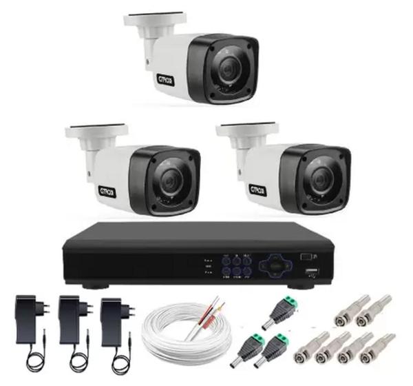 Imagem de Kit Cftv 3 Câmeras Multi  Full Hd 1080p 2mp Dvr 4ch Full Hd