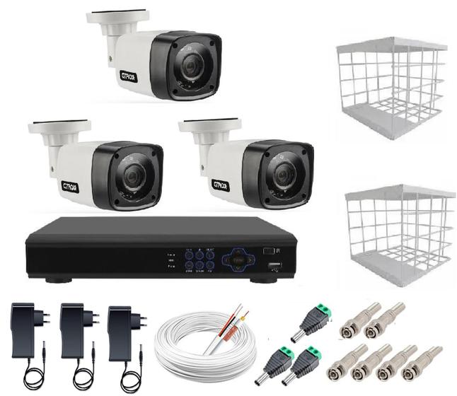 Kit Cftv 3 Câmeras Multi Hd 720p 1mp Dvr Full hd 4 ch s/hd Menor preço em Kit Cftv 3 Câmeras Multi Hd 720p 1mp Dvr Full hd 4 ch s/hd