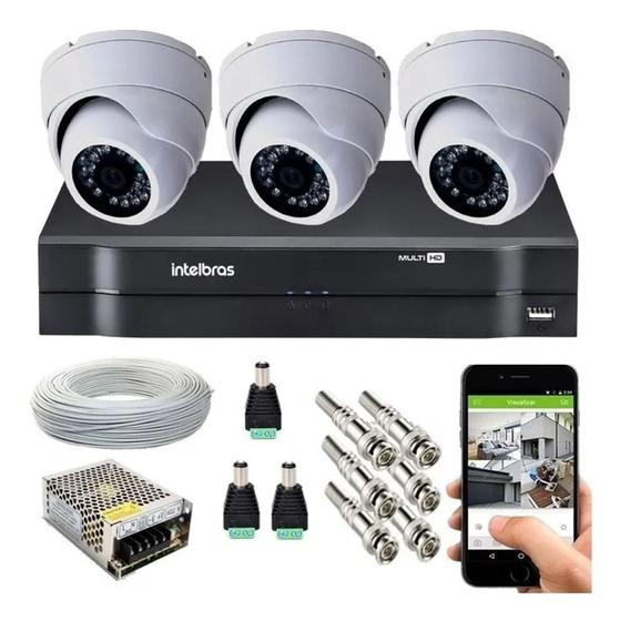 Imagem de Kit Cftv 3 Câmeras Segurança Dome Ir Dvr Mhdx Intelbras