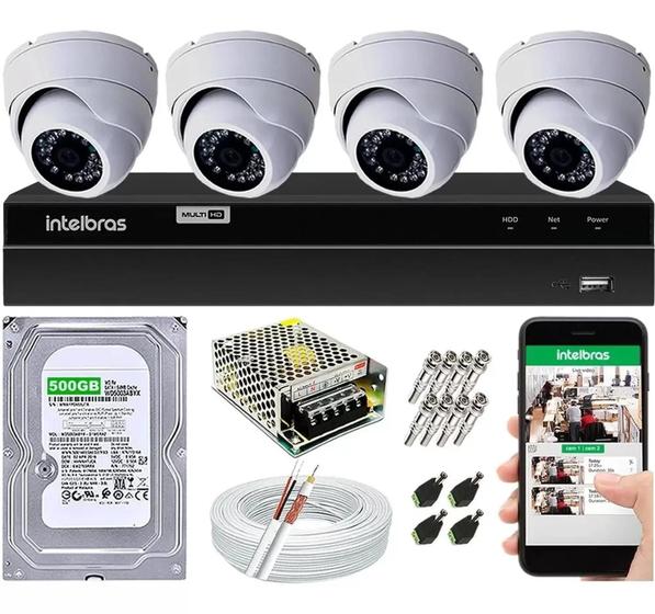 Kit Cftv 4 Câmera Segurança Intelbras Dome Ahd Dvr Mhdx Menor preço em Kit Cftv 4 Câmera Segurança Intelbras Dome Ahd Dvr Mhdx