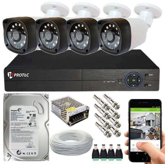 Imagem de Kit Cftv 4 Câmeras De Segurança 3.6mm AHD e DVR 4 Canais App Xmeye