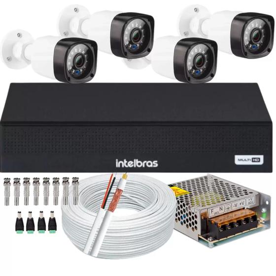 Imagem de Kit Cftv 4 Cameras de Segurança Full hd 1080p 2 Megapixel Infravermelho Dvr Intelbras 1004c 4ch