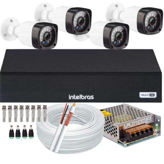 Imagem de Kit Cftv 4 Cameras de Segurança Full hd 1080p 2 Megapixel Infravermelho Dvr Intelbras 1004c 4ch 