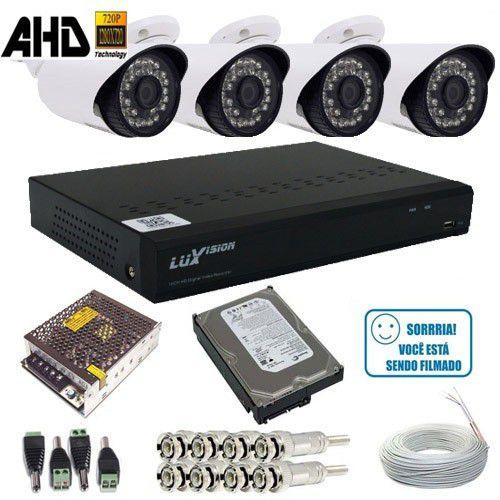 Kit Cftv 4 Câmeras de Segurança Infravermelho AHD 1.3 Mp + DVR