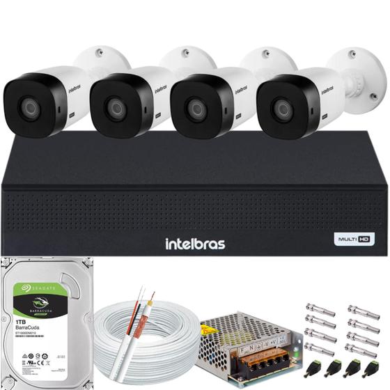 Imagem de Kit Cftv 4 Cameras Full Hd VHL 1220 Dvr Intelbras 3004-C 1TB