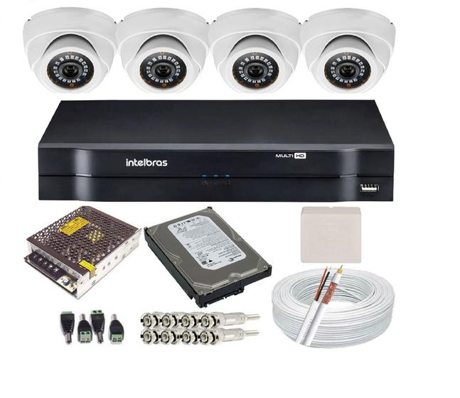 Imagem de Kit cftv 4 câmeras infravermelho dome full hd 2.0 megapixel 1080p + gravador dvr 4 canais